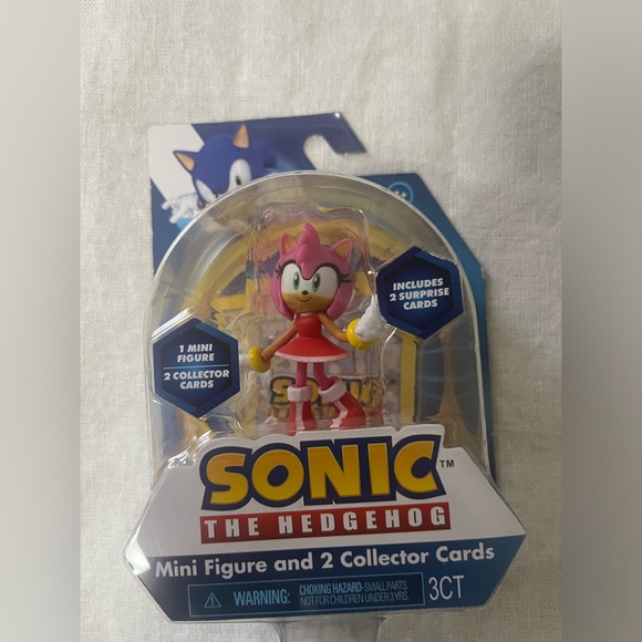 COPY - Sonic The Hedgehog Amy Rose Mini Action Figure Collector Cards Sega New - Picture 2 of 3